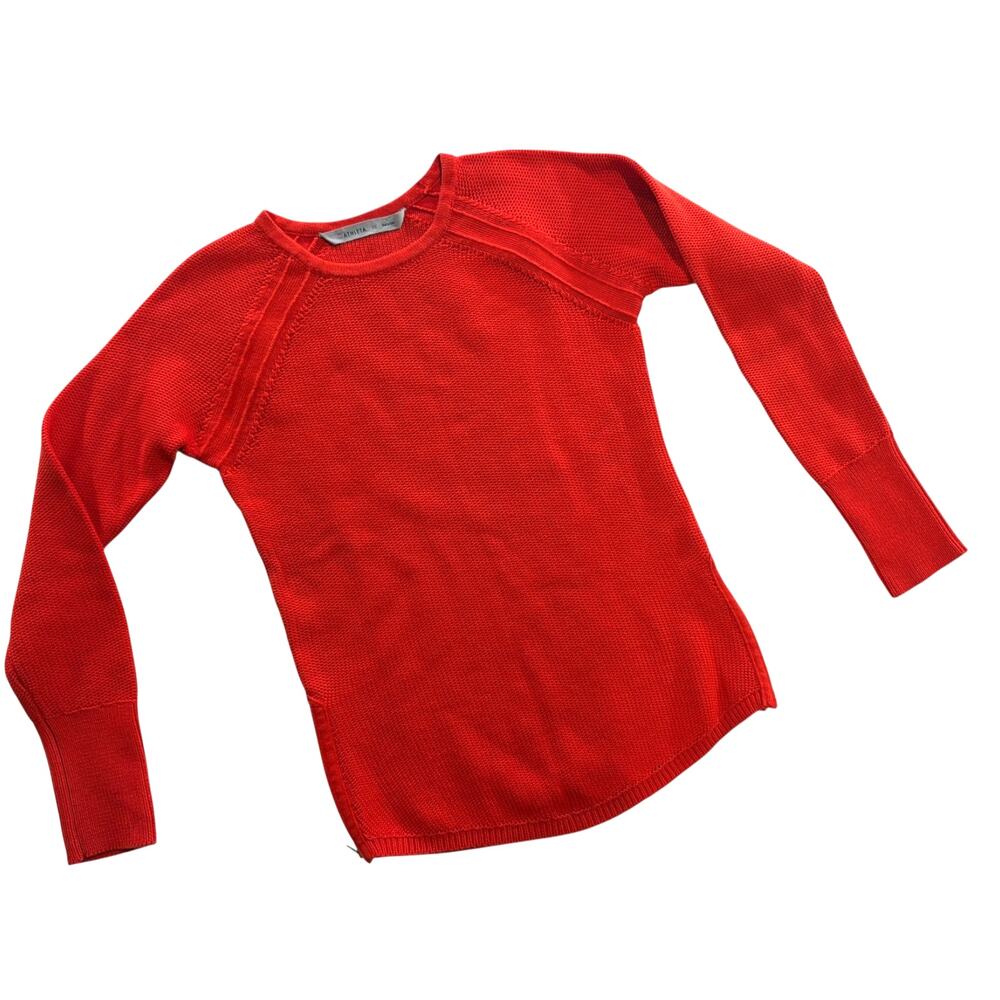 Athleta Red Side Zip Split Hem Textured Knit Swea… - image 3